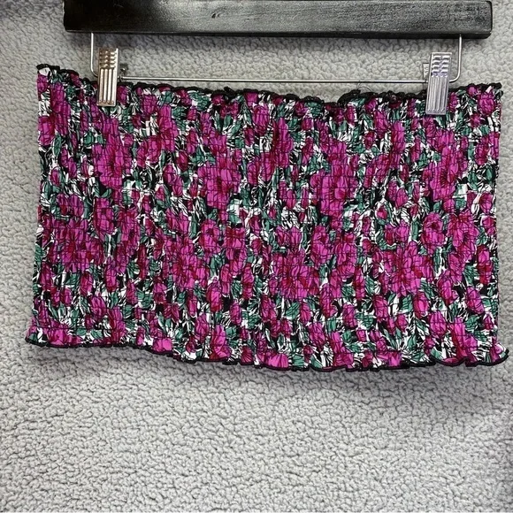 Shein Curve Floral Smocked High Slit Ruffle Hem Skirt Set Sz 1XL - Picture 2 of 12